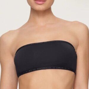 NWT SKIMS Rhinestone Bandeau Swim Bikini Top Onyx Black Size XXS